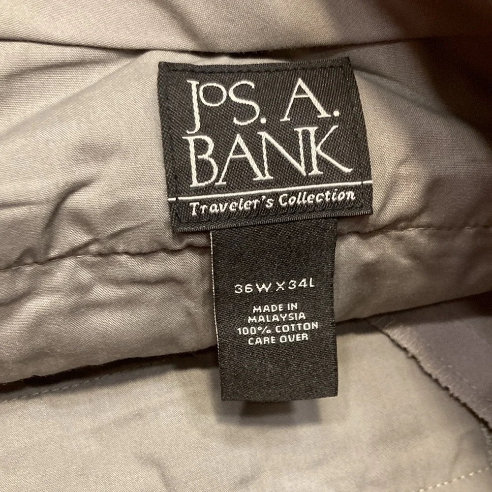 Jos. A. Bank Traveler's Collection‎ Pleated Chinos Mens 36x34 Grey Cotton Pants